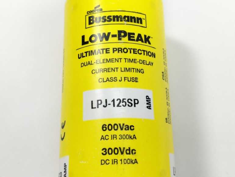 Cooper Bussmann LPJ-125SP Low-Peak Class J Fuse 600Vac 300Vdc