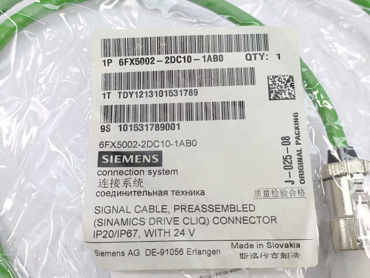 Siemens 6FX5002-2DC10-1AB0 Signal cable pre-assembled. Length: 1m.