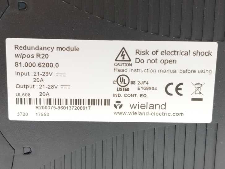 Wieland 81.000.6200.0 Redundancy Module WIPOS R20