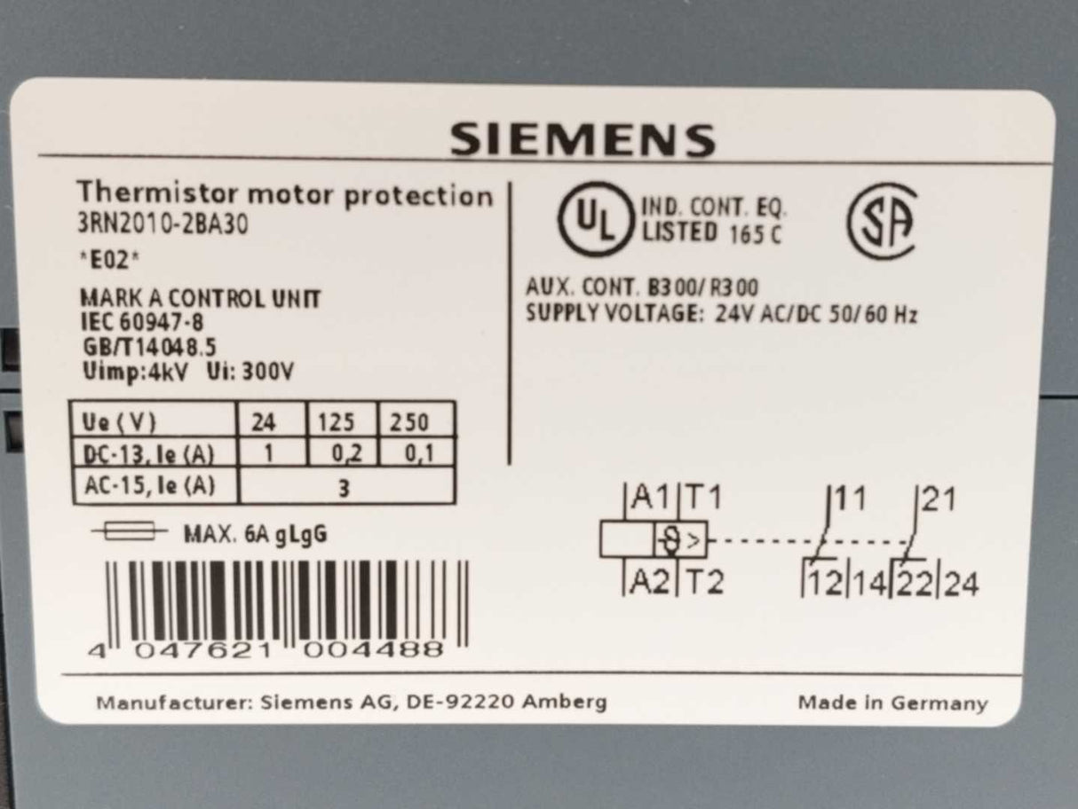 Siemens 3RN2010-2BA30 Thermistor Motor Protection