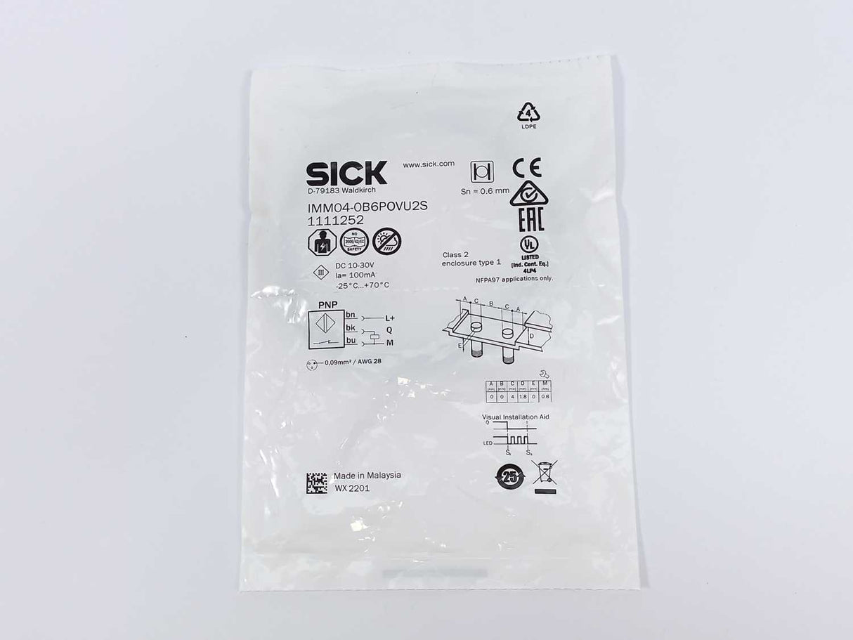SICK 1111252 IMM04-0B6POVU2S Inductive Proximity Sensor