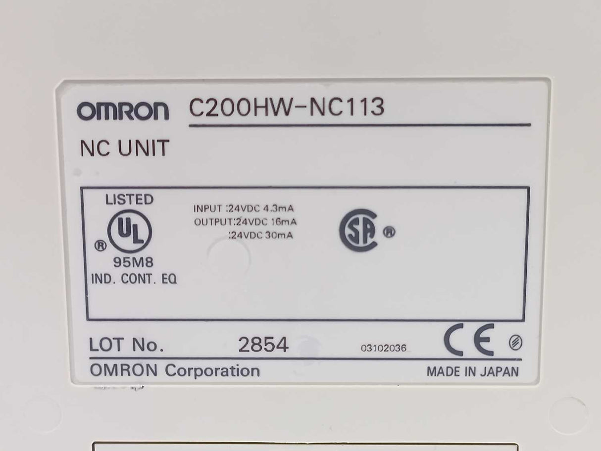 OMRON C200HW-NC113 NC UNIT