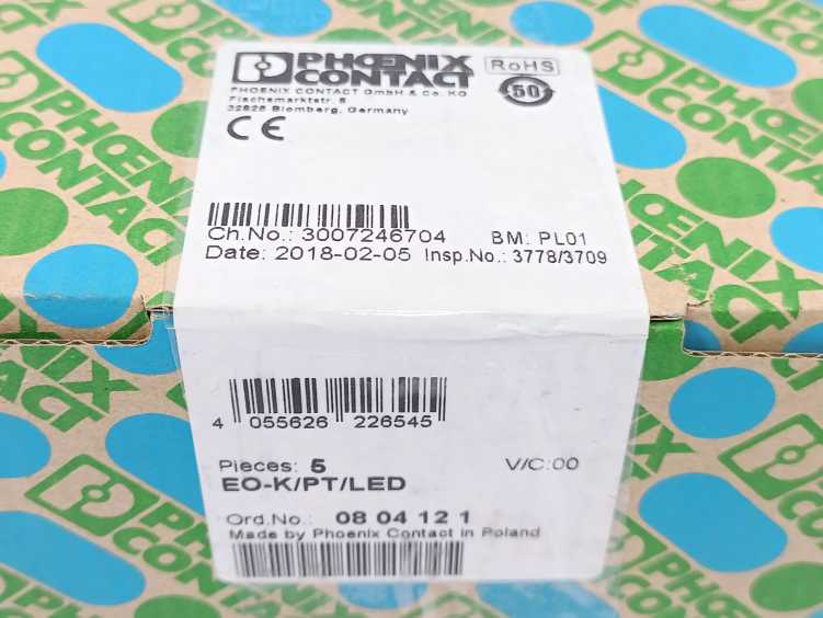 Phoenix Contact 0804121 EO-K/PT/LED DIN Rail-Mounted Socket Outlet 5 Pcs,