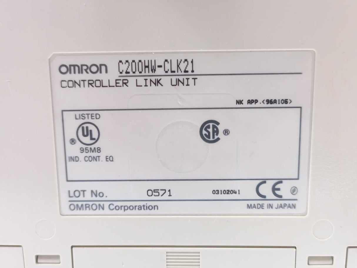 OMRON C200HW-CLK21 Controller Link Unit w/ C200HW-CE001Bus Connector