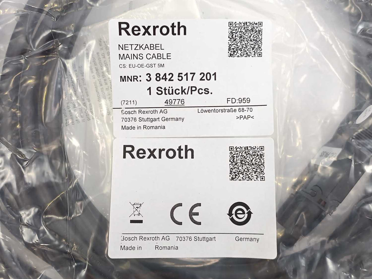 Bosch Rexroth 3842517201 Mains Cable /Connecting Cable. CS: EU-OE-GST 5M