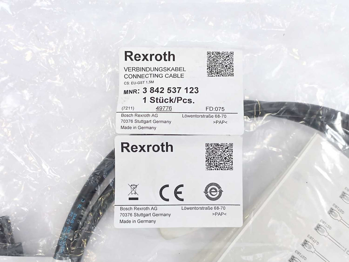 Bosch Rexroth 3842537123 Connecting Cable. Verbindungskabel CS: EU-GST 1.5M