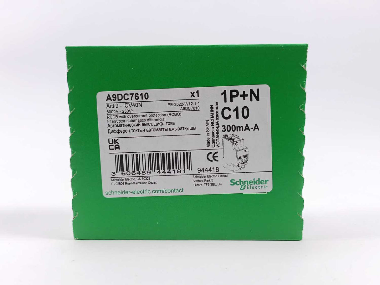 Schneider Electric A9DC7610 Residual Current Breaker with Overcurrent Protection