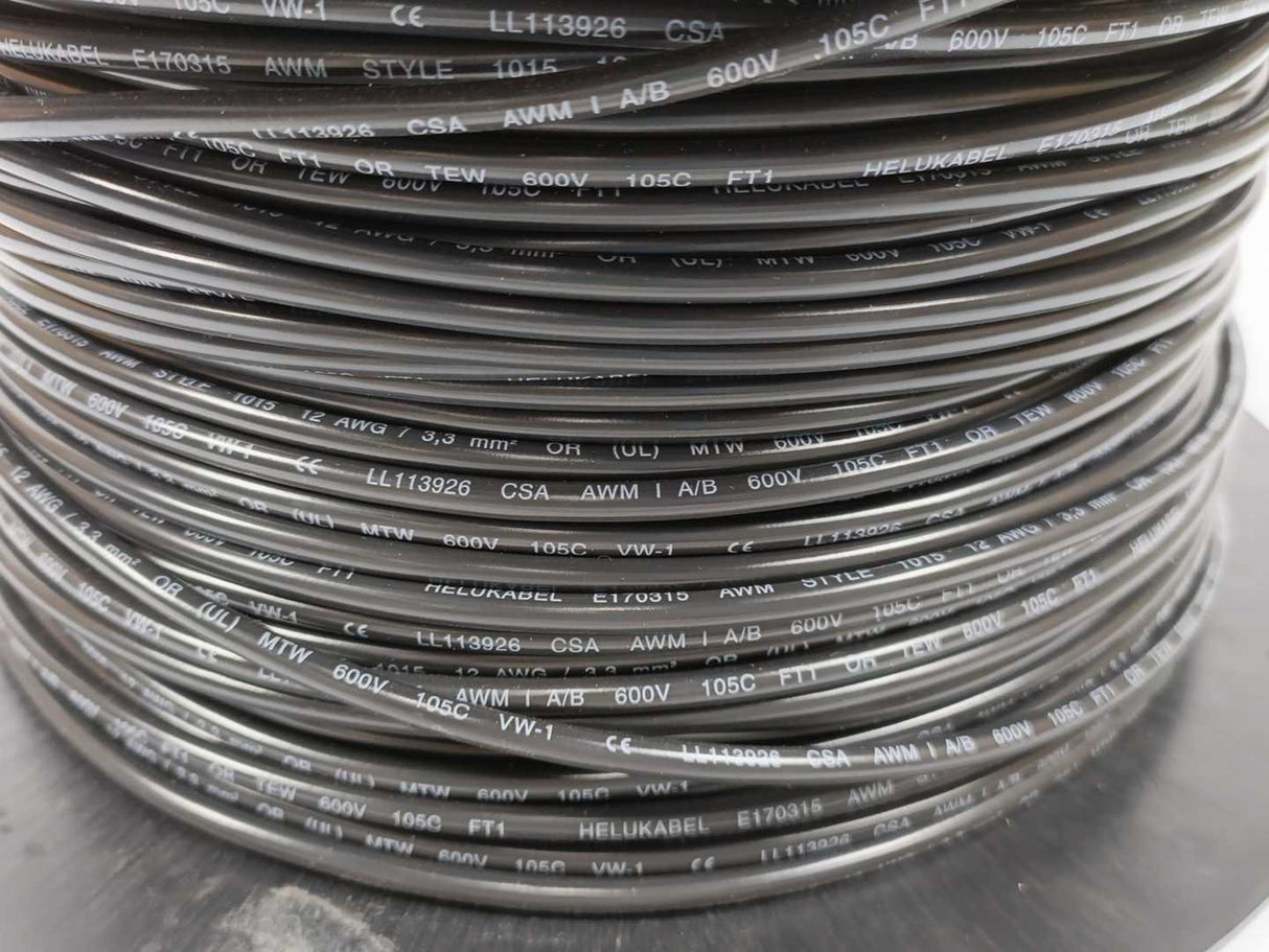 HELUKABEL 60701 Single Core UL Style 1015 14AWG Black Wire. 120m Spool