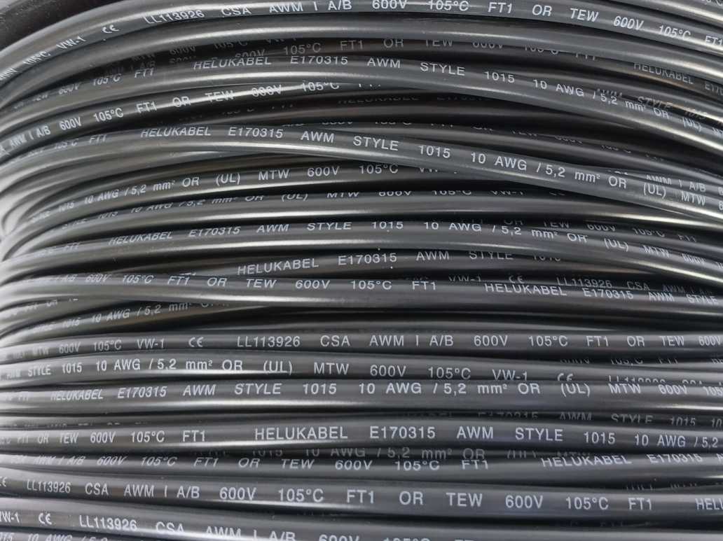 HELUKABEL 60801 Single Core UL Style 1015 10AWG Black Wire. 300m Spool