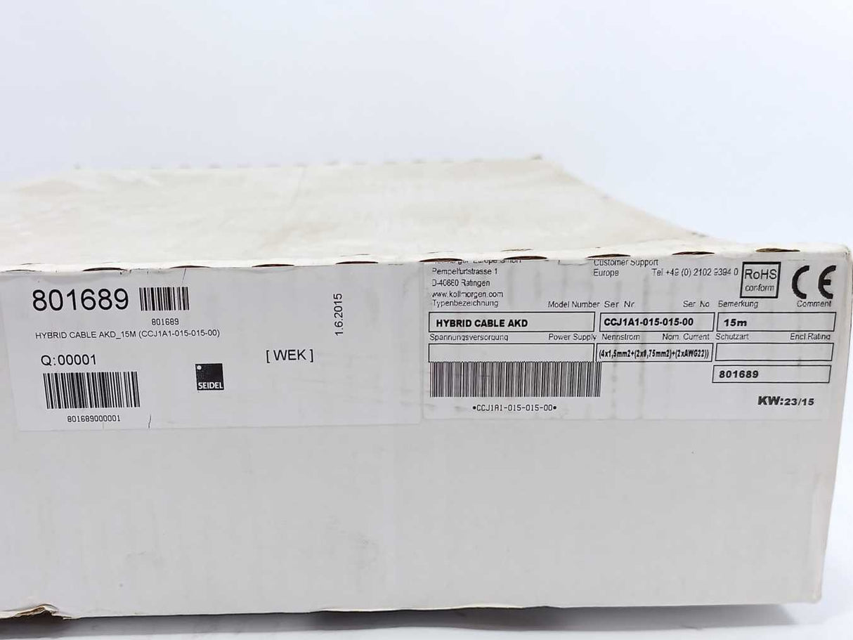 KOLLMORGEN CCJ1A1-015-015-00 23/15 Hybrid Cable AKD 15m 801689