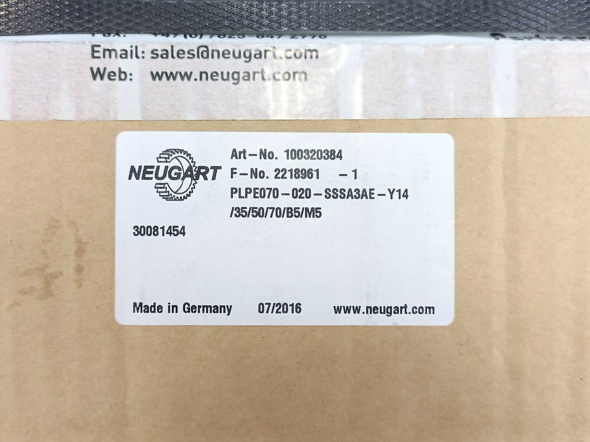 NEUGART 100320384 PLPE070-020-SSSA3AE-Y14 Planetary Gearbox i=20