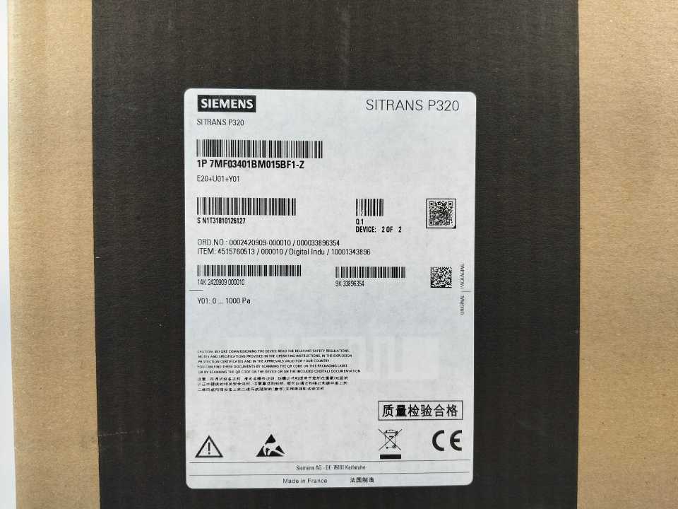 Siemens 7MF03401BM015BF1-Z SITRANS P320 Pressure Transmitter