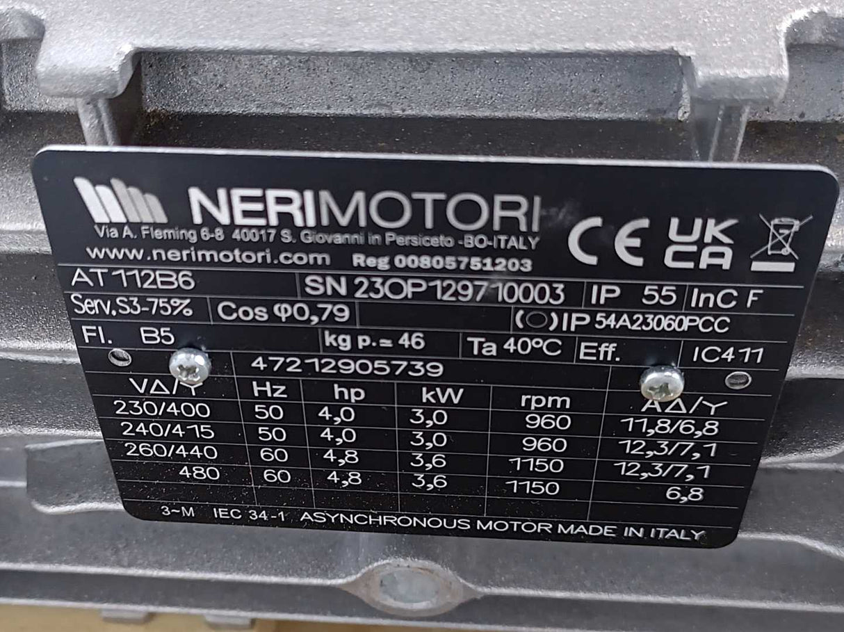 NERIMOTORI 00805751203 AT112B6 Asynchronous Motor