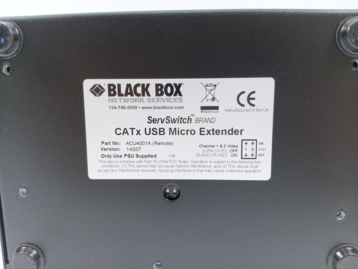 Black Box ACU04001A CATx USB Micro Extender (Single Video)