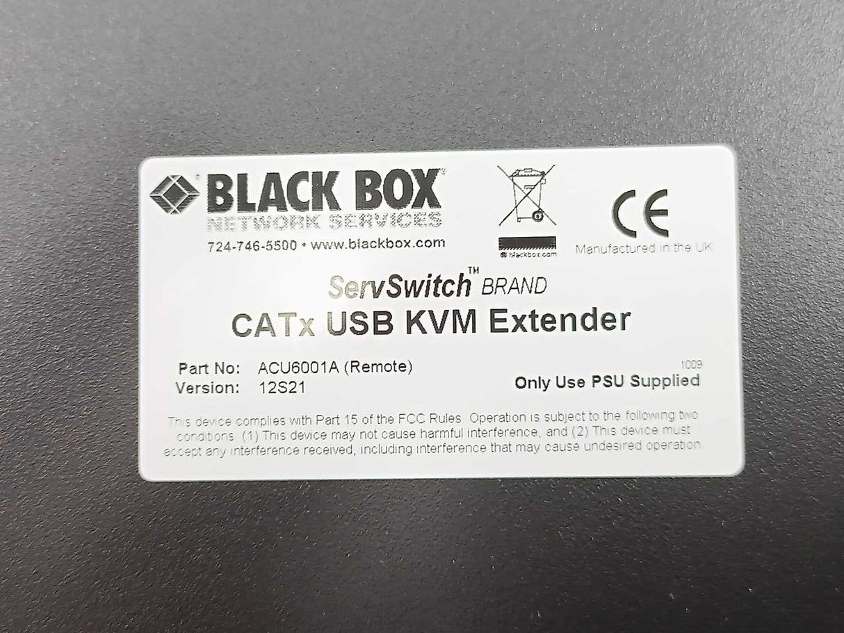 Black Box ACU6001A CATx USB KVM Extender (Single Video)