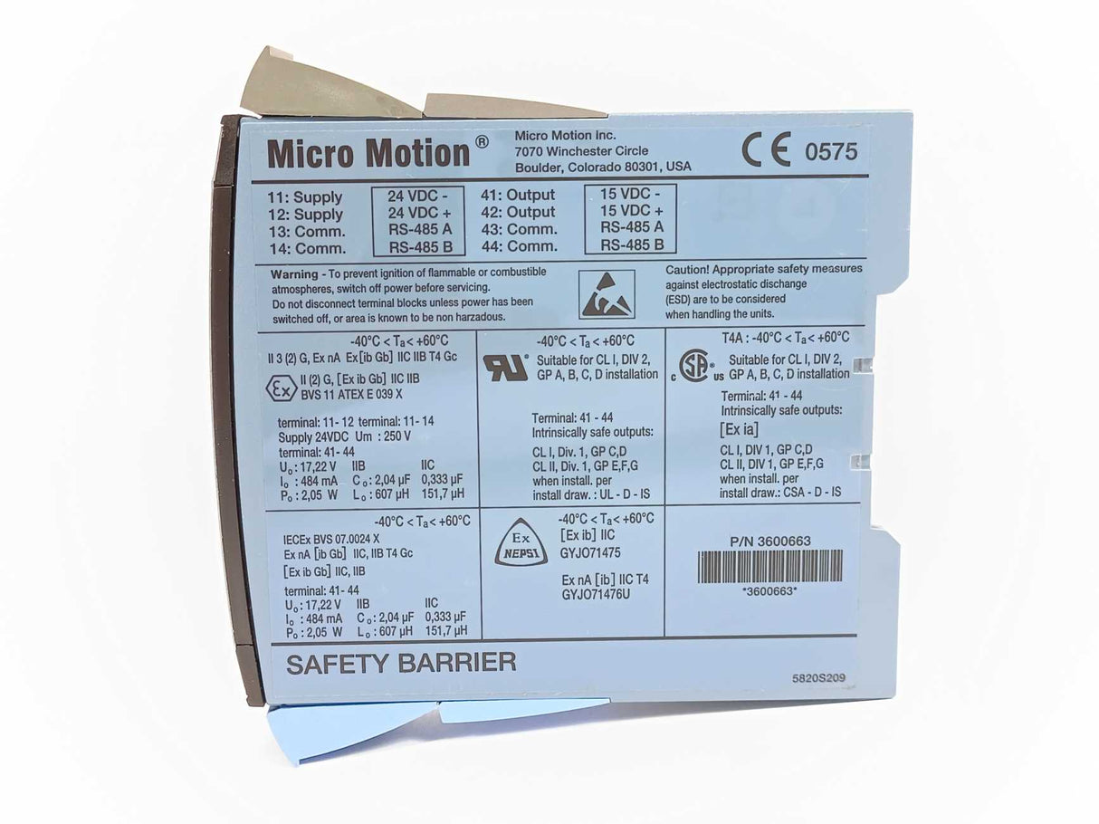 Micro Motion 3600663 Safety Barrier 24VDC