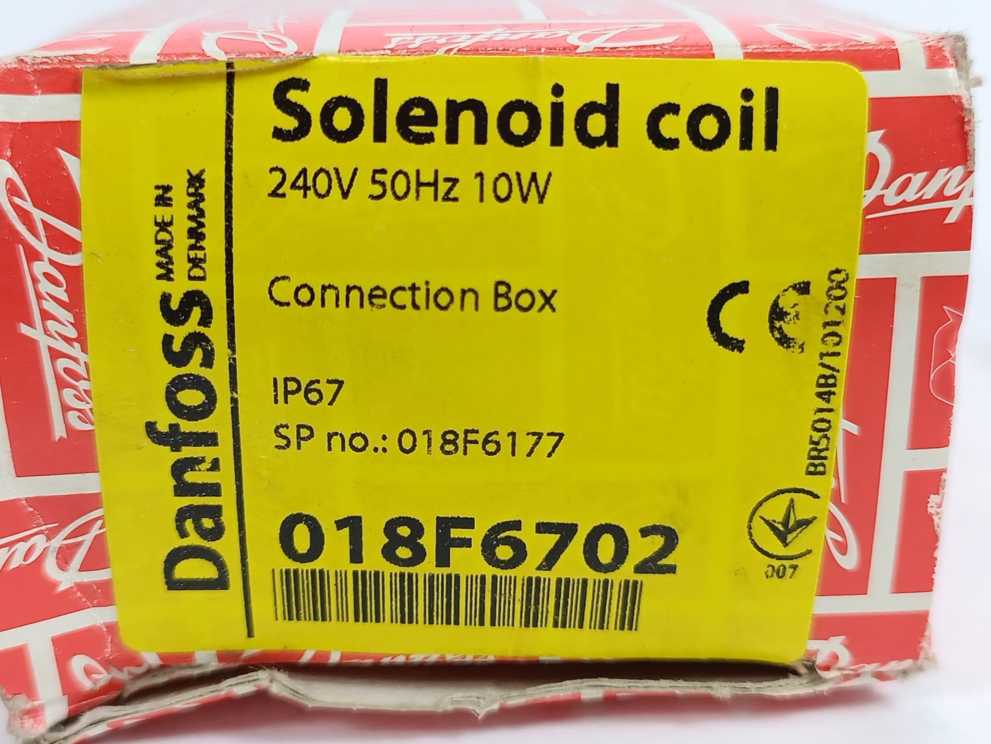Danfoss 018F6702 240V 50Hz 10W Solenoid Coil Valve