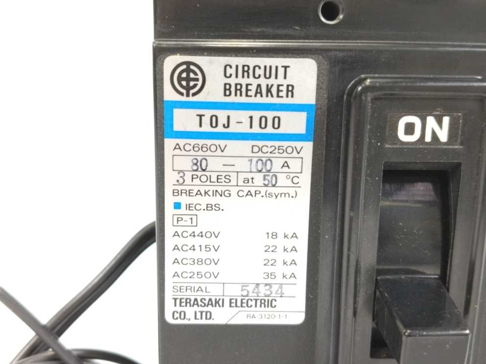 Terasaki Electric TOJ-100 Circuit Breaker AC660V DC250V