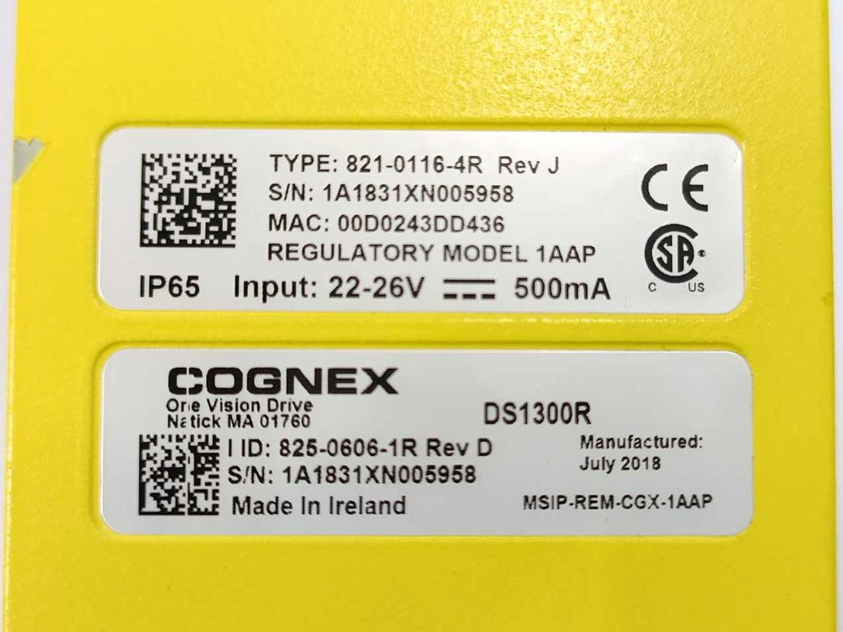Cognex 825-0606-1R DS1300R Displacement Sensors Rev.D