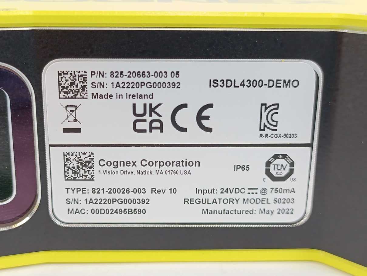 Cognex IS3DL4300-DEMO In-Sight Vision System, full licens IS3DL4300