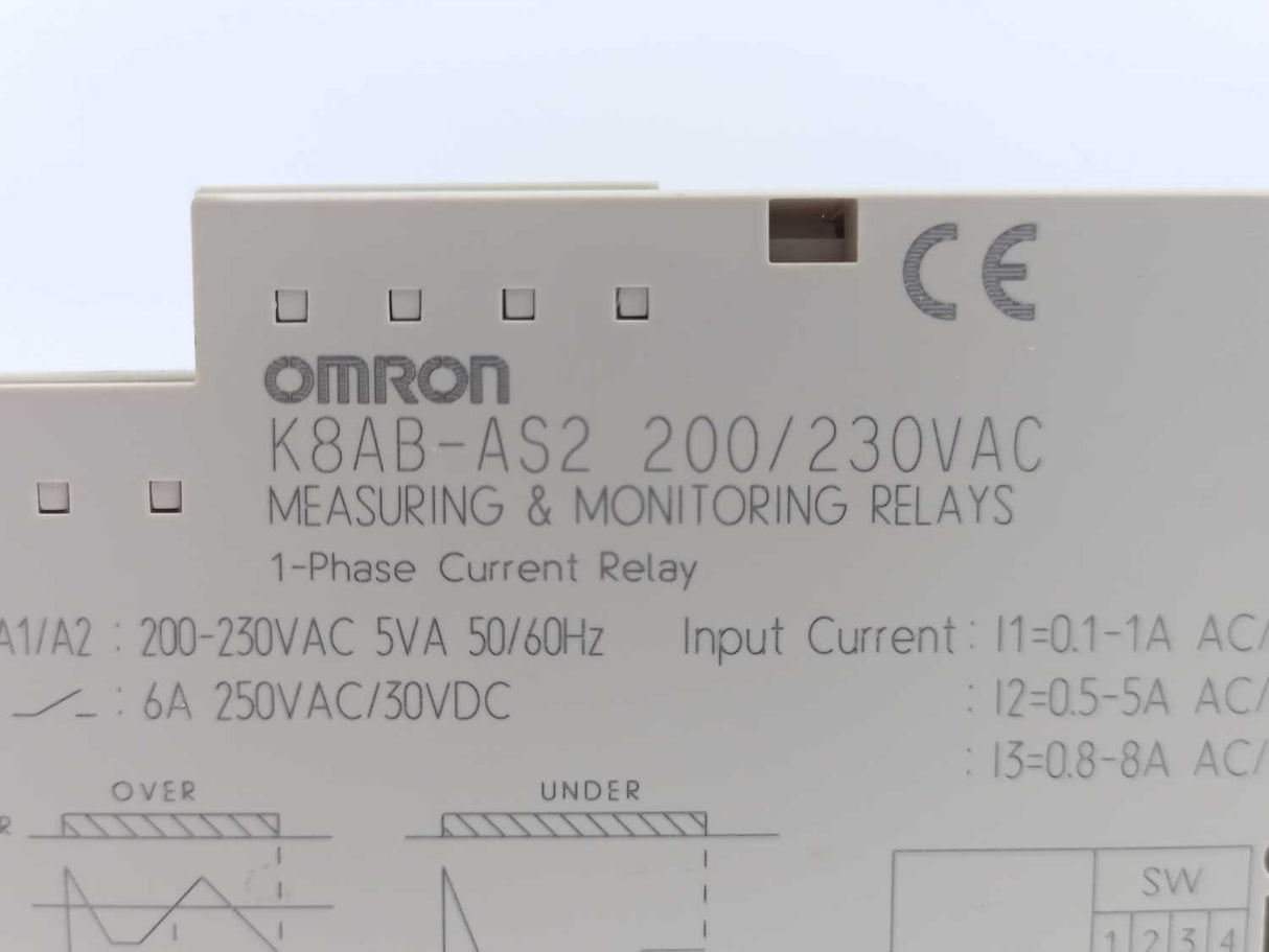 OMRON K8AB-AS2 Current Measuring and Monitoring Relay; 200/230VAC