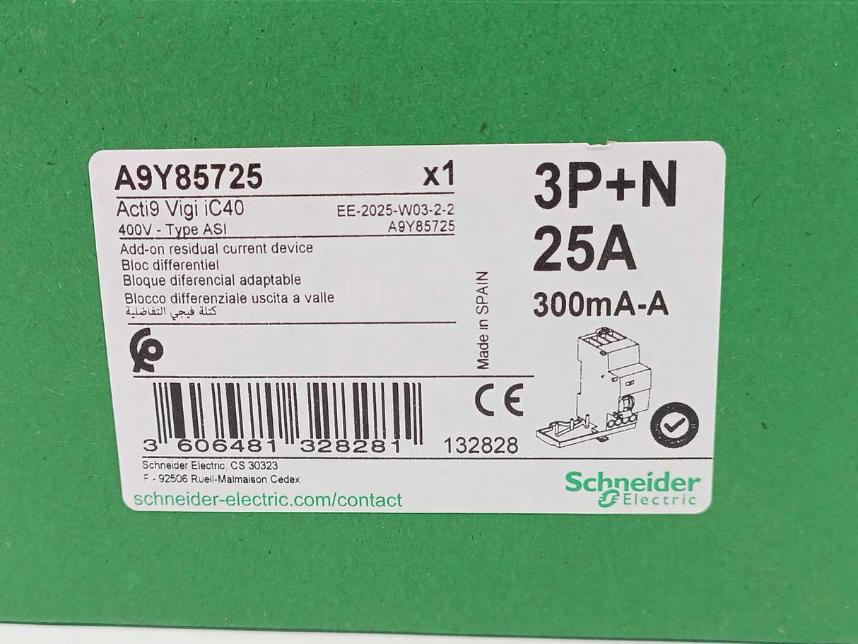 Schneider Electric A9Y85725 Acti9 Vigi iC40 Add-on Residual Current Device