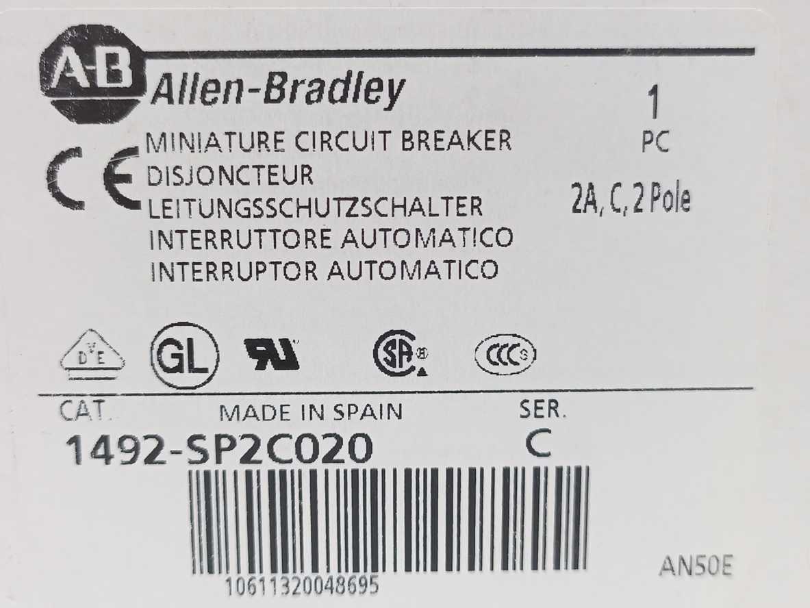 AB 1492-SP2C020 Ser. C Miniature Circuit Breaker Batch 2 pcs.