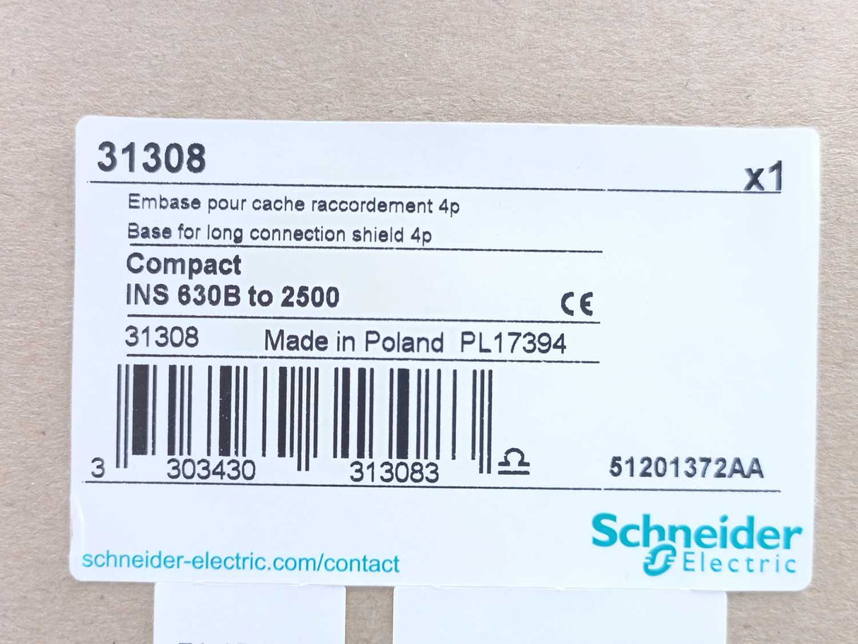 Schneider Electric 31308 Base For Terminal Shields, Compact INS/INV630b to 1600