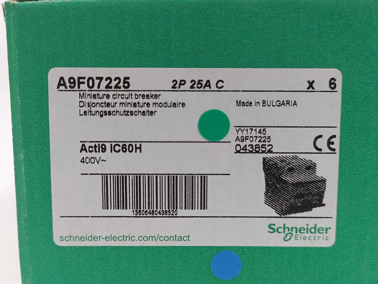 Schneider Electric A9F07225 Miniature Circuit Breaker Batch 6 Pcs.