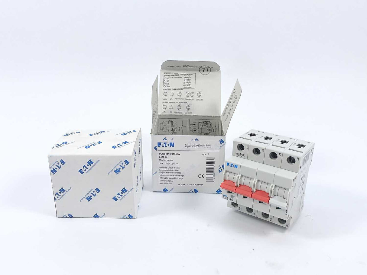 Eaton 243014 Miniature Circuit Breaker PLS6-C10/3N-MW, 7pcs.