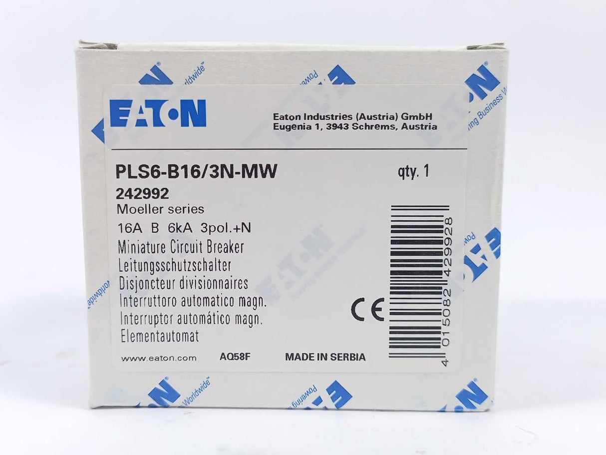 Eaton 242992 Miniature Circuit Breaker PLS6-B16/3N-MW, 2pcs.