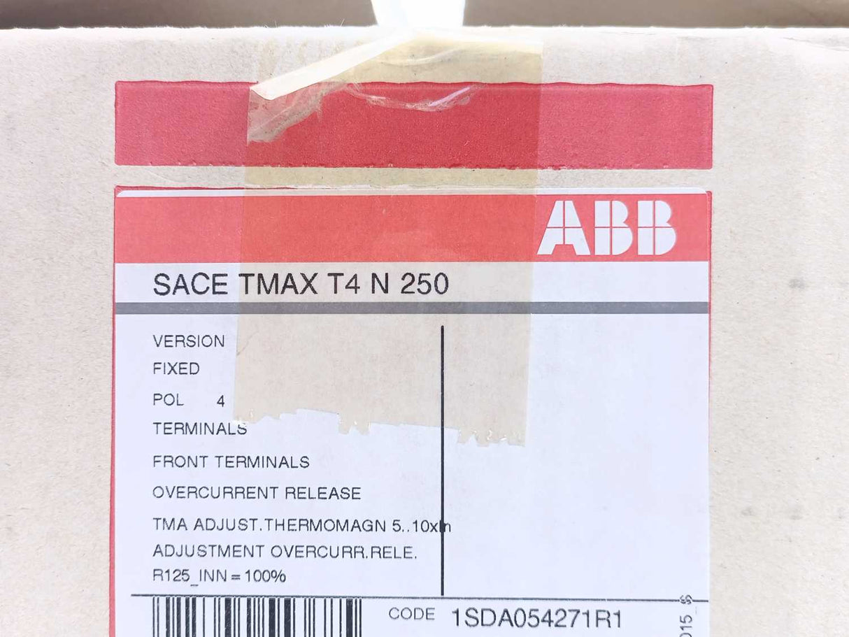 ABB 1SDA054271R1 Circuit Breaker, T4N 250 TMA 125-1250 4p F F InN=100%In