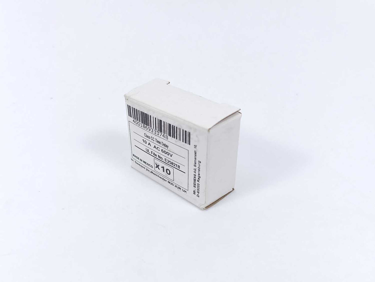 Siemens 3NW1100-0HG Cylindrical Fuse Link, Class CC, 10A, Time-Lag Batch 10pcs.