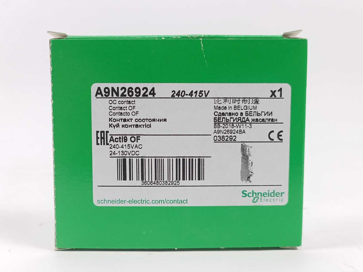 Schneider Electric A9A26924 OC Contact FOR iC60 iID 240-415VAC Batch 12pcs.
