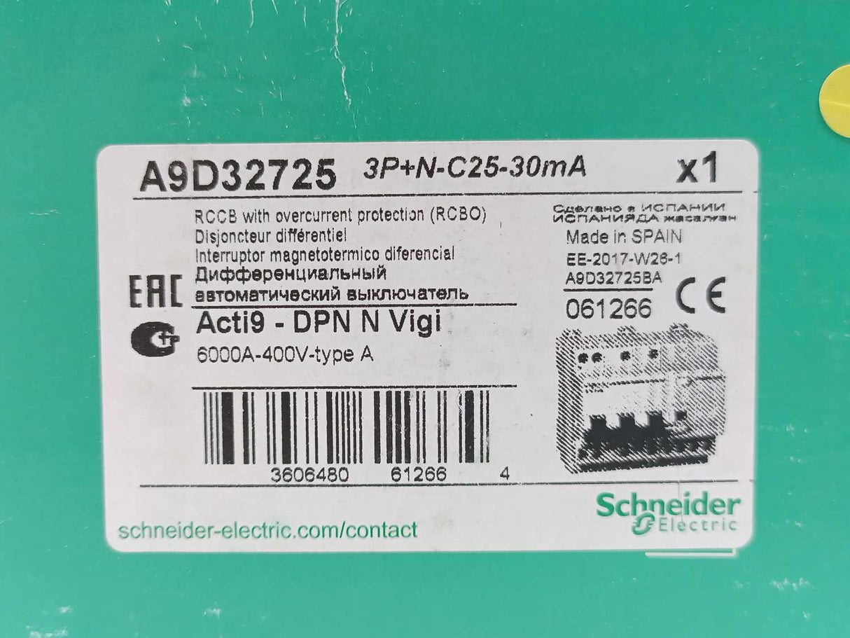 Schneider Electric A9D32725 RCCB With Overcurrent Protection (RCBO)