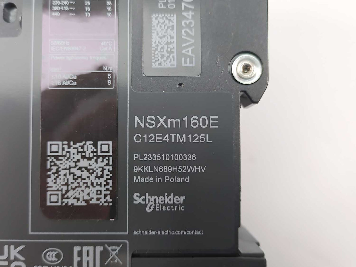 Schneider Electric C12E4TM125L NSXm160E 16kA AC 4P4D 125A TMD ELINK