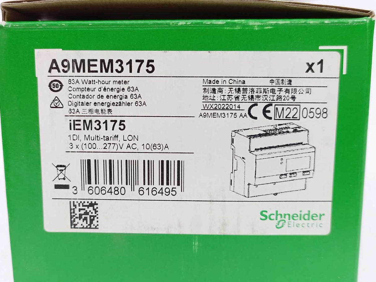 Schneider Electric A9MEM3175 iEM3175 63A Watt-hour Meter