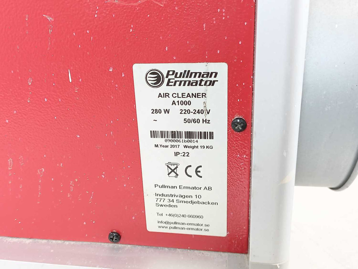 Pullman Ermator A1000 Air Cleaner 280W 20-240V 50/60Hz w/ 16 Unused Filters