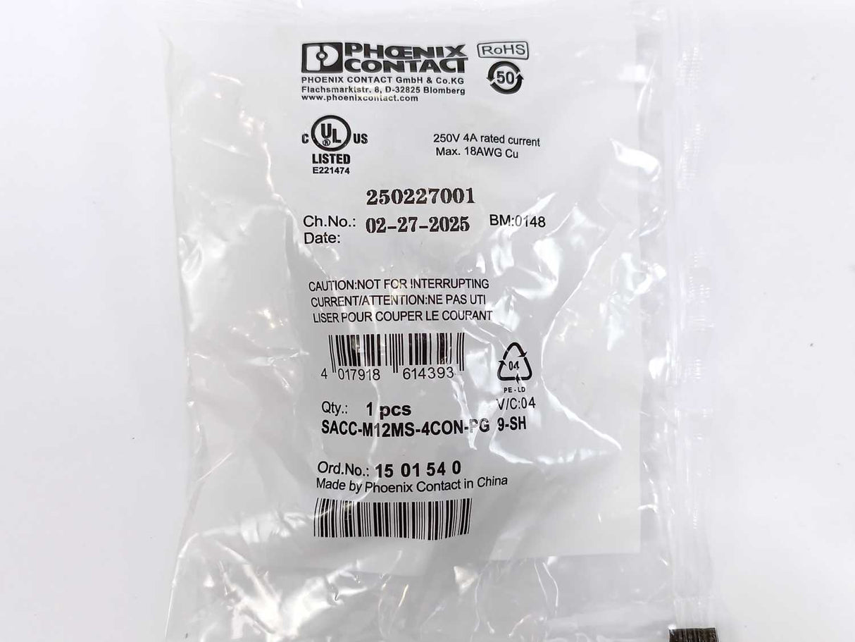Phoenix Contact 1501540 SACC-M12MS-4CON-PG 9-SH Connector