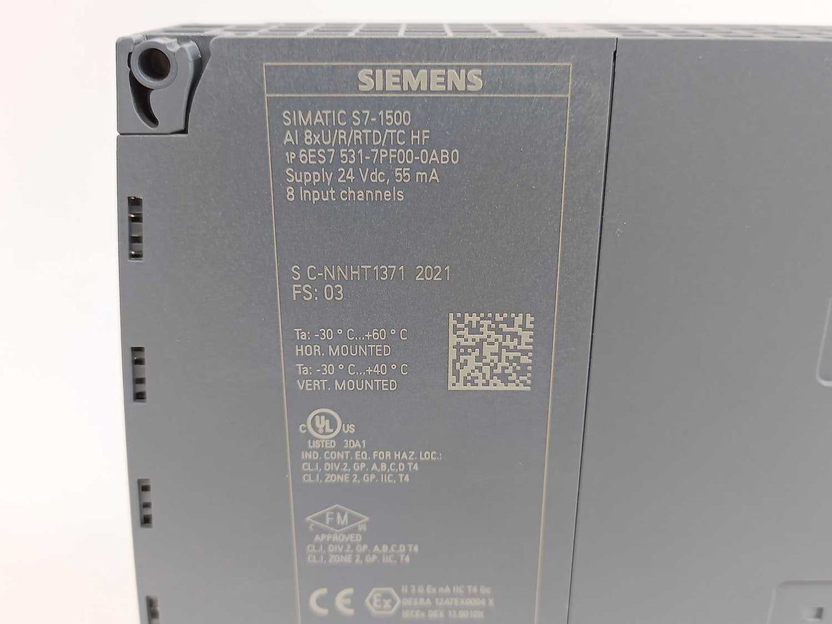 Siemens 6ES7531-7NF00-0AB0 SIMATIC S7-1500 Supply 24VDC 55mA 8-Input Channels
