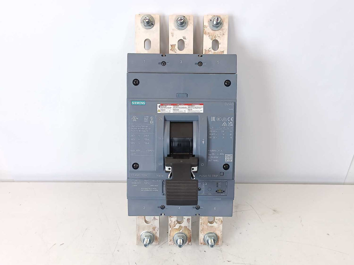 Siemens 3VA6580-7HN32-0AA0 Circuit Breaker, MCCB_UL_FS800_800A_3P_100KA_ETU3_LSI