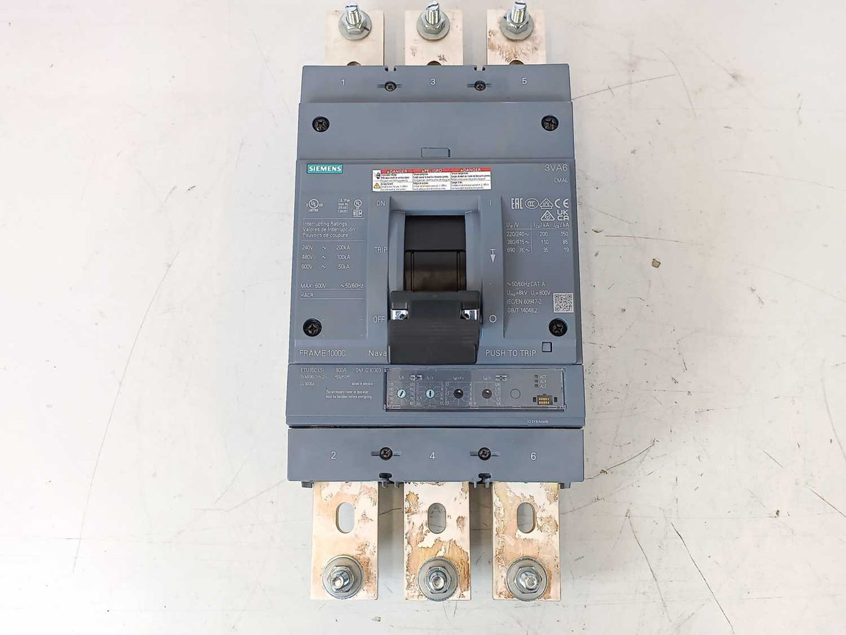 Siemens 3VA6580-7HN32-0AA0 Circuit Breaker, MCCB_UL_FS800_800A_3P_100KA_ETU3_LSI