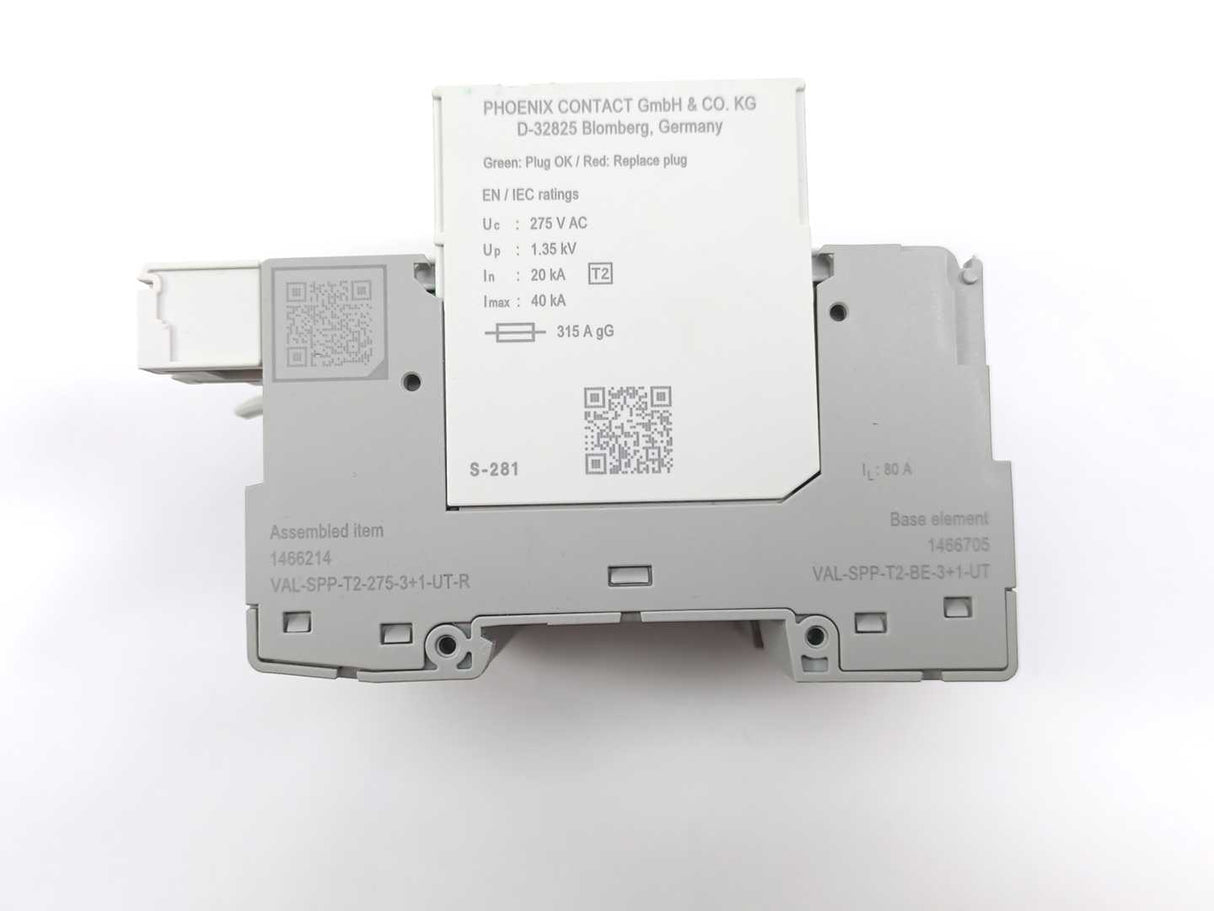 Phoenix Contact 1466214 VAL-SPP-T2-275-3+1-UT-R Surge Arrester