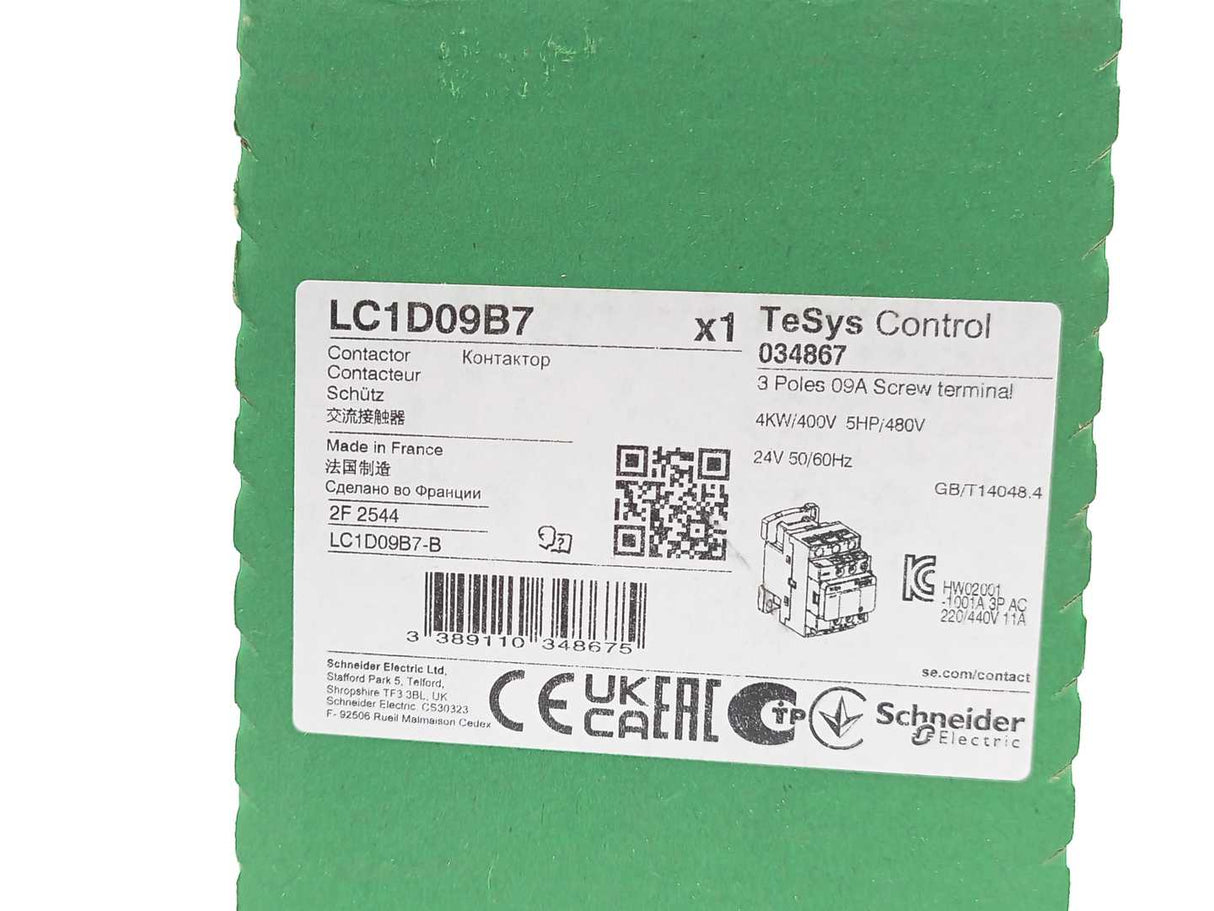 Schneider Electric LC1D09B7 Control 3 Poles 09A Screw Terminal