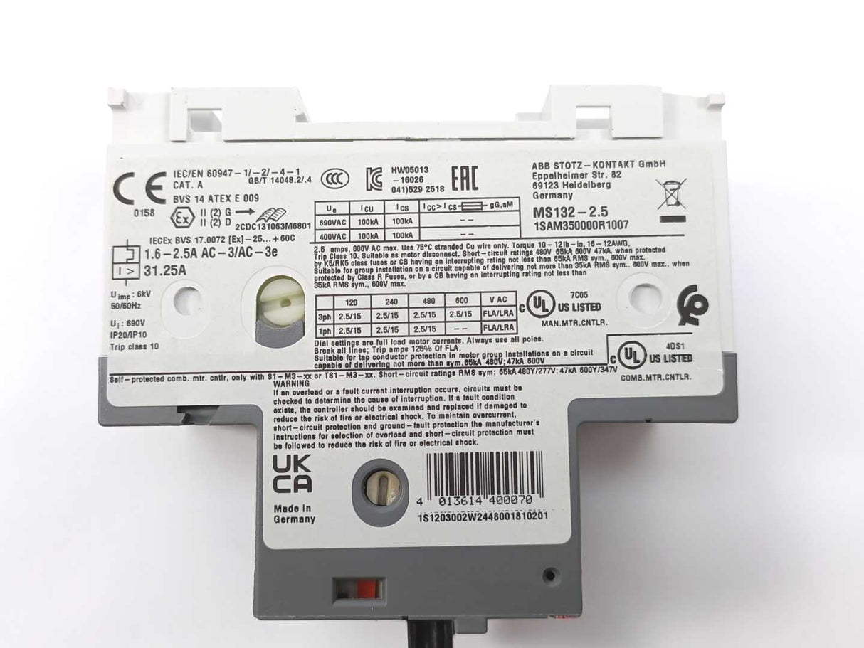 ABB 1SAM350000R1007 MS132-2.5 Manual Motor Starter