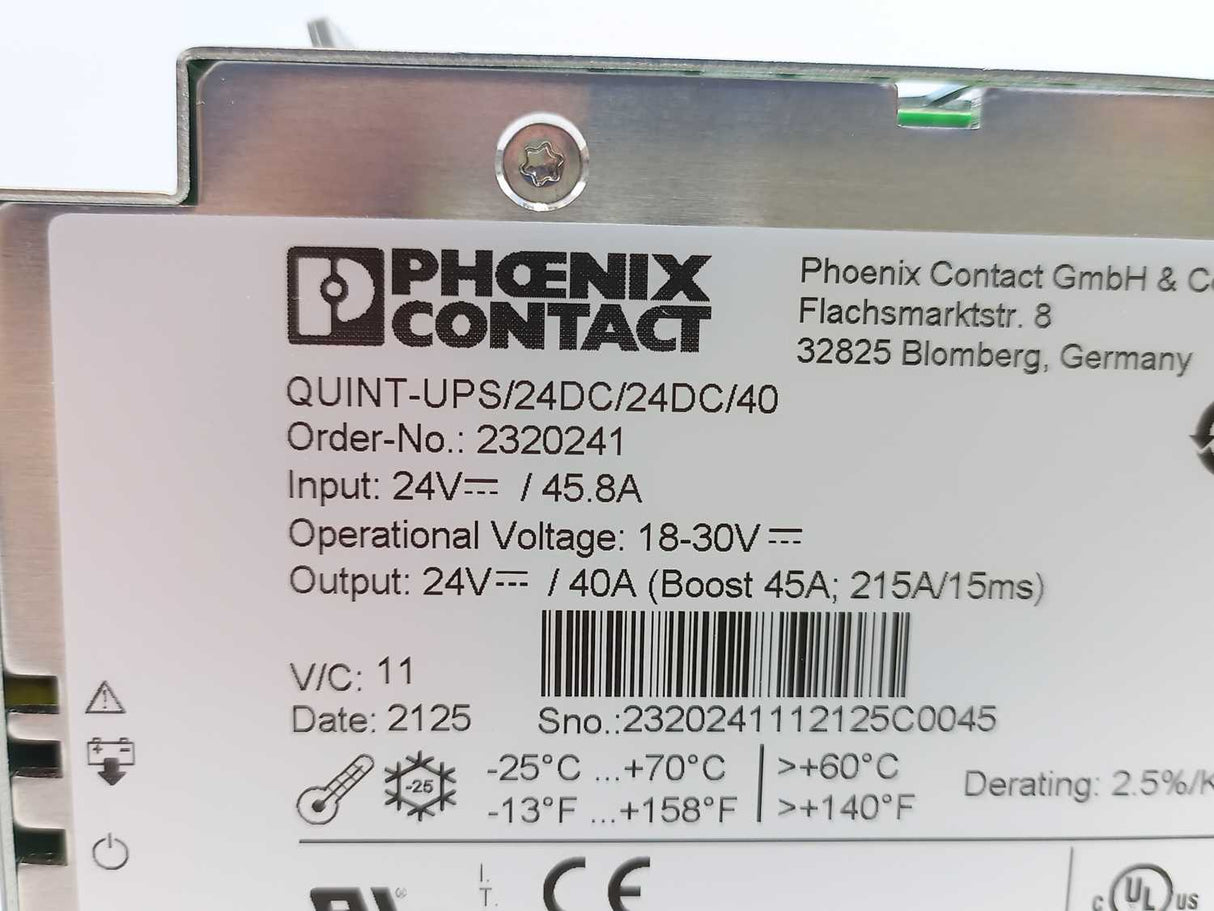 Phoenix Contact 2320241 QUINT-UPS/24DC/24DC/40, Power Supply