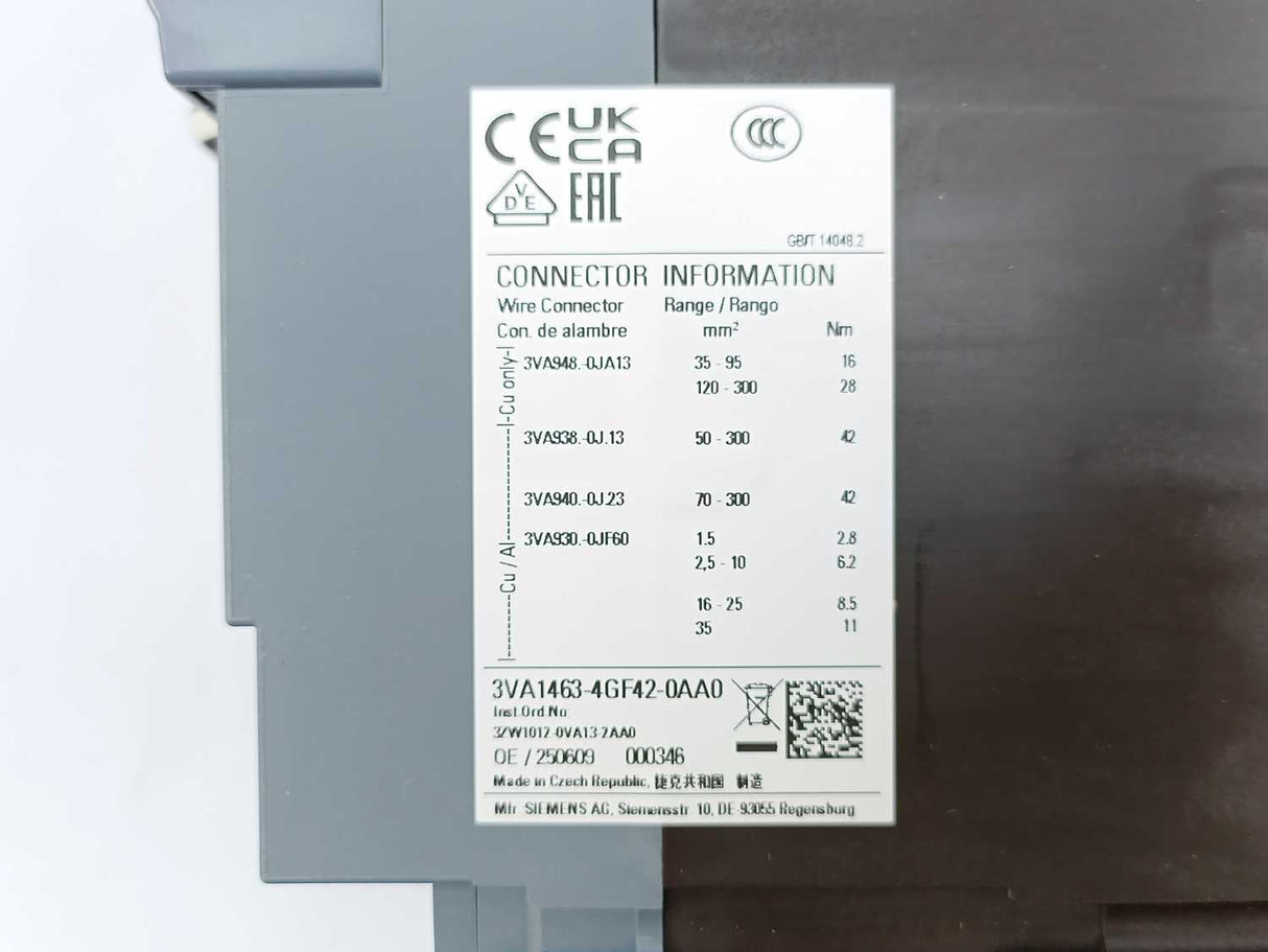 Siemens 3VA1463-4GF42-0AA0 Circuit Breaker Frame 630S