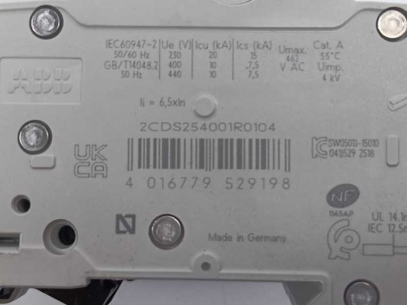 ABB 2CDS254001R0104 Miniature Circuit Breaker, S204-C10