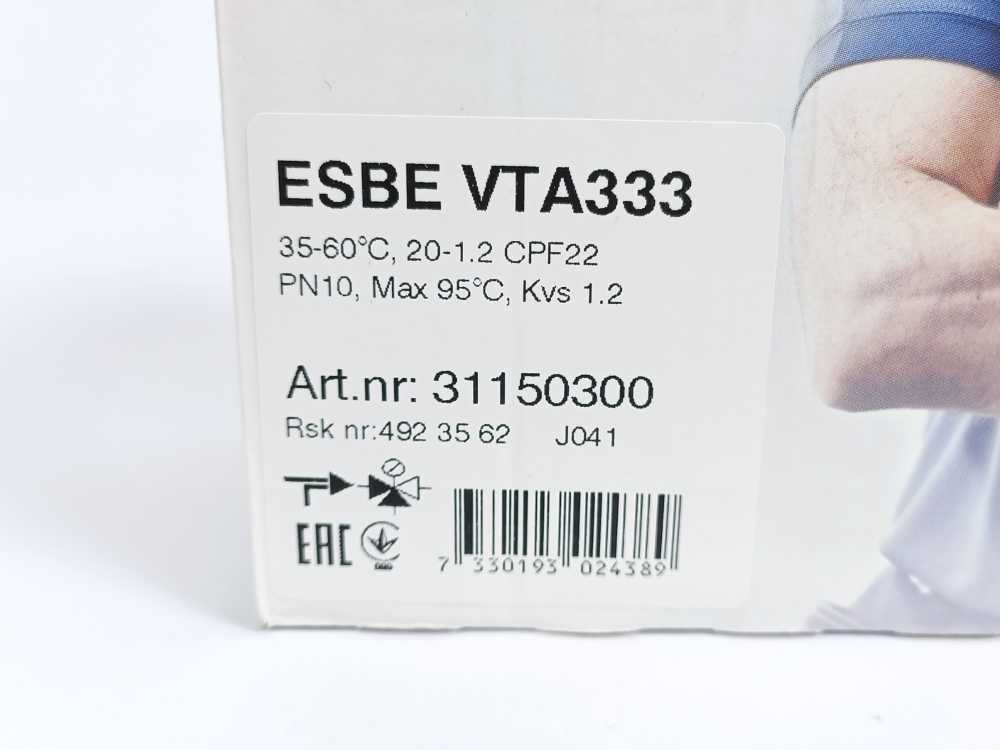 ESBE VTA333 -31150300 35-60C PN10 Thermostatic Mixing Valve