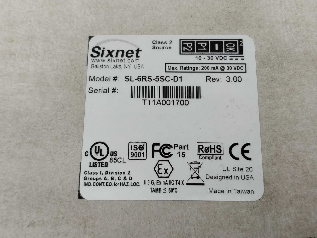Red Lion Sixnet SL-6RS-5SC-D1 Ethernet ring switch Rev:3.00